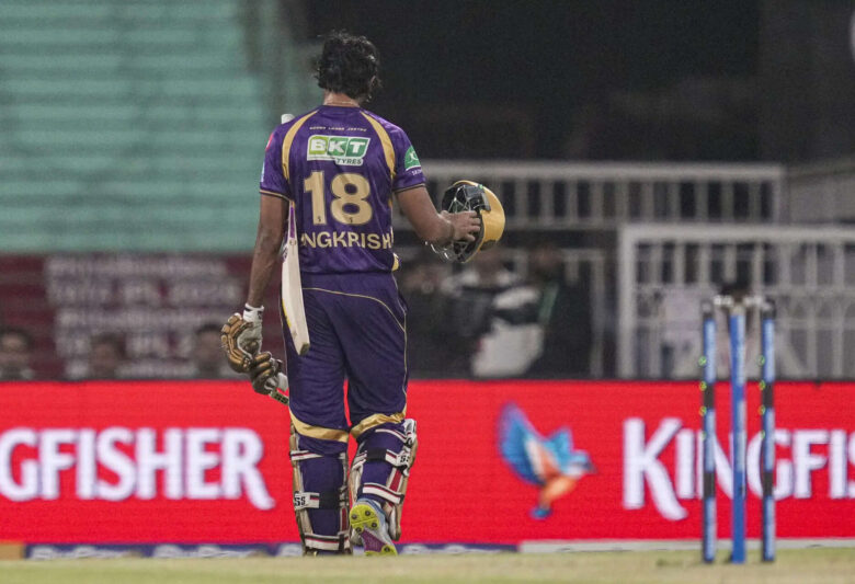 angkrish-raghuvanshi-dismissed-for-obstructing-the-field-in-rare-ipl-controversy