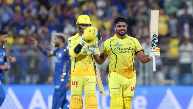 sanju-samson-smashes-unbeaten-century-as-csk-set-208-run-target-for-mi